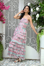 Pink Frill Maxi Dress