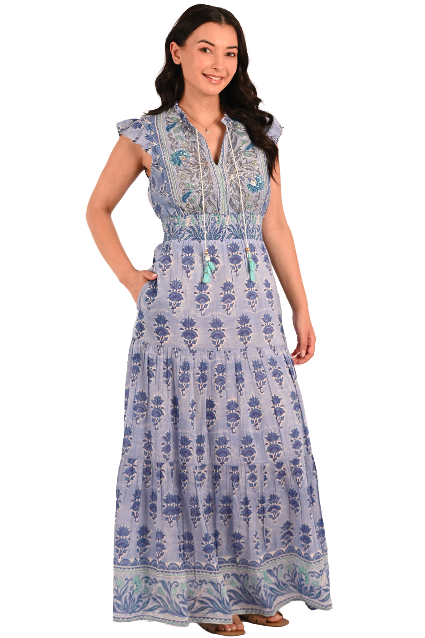 Embroidered Kate Maxi Dress
